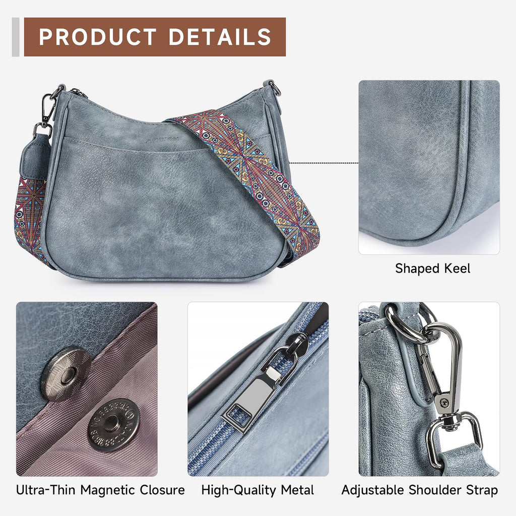 APHISON Trendy Leather Crossbody Purse with Adjustable Strap, Women's Shoulder Handbag