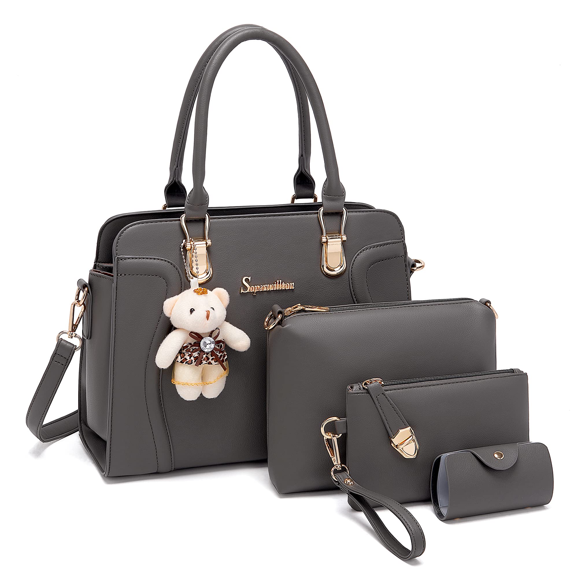 Women's Fashion Handbags Tote Bags Shoulder Bag Top Handle Satchel Purse Set 4pcs
