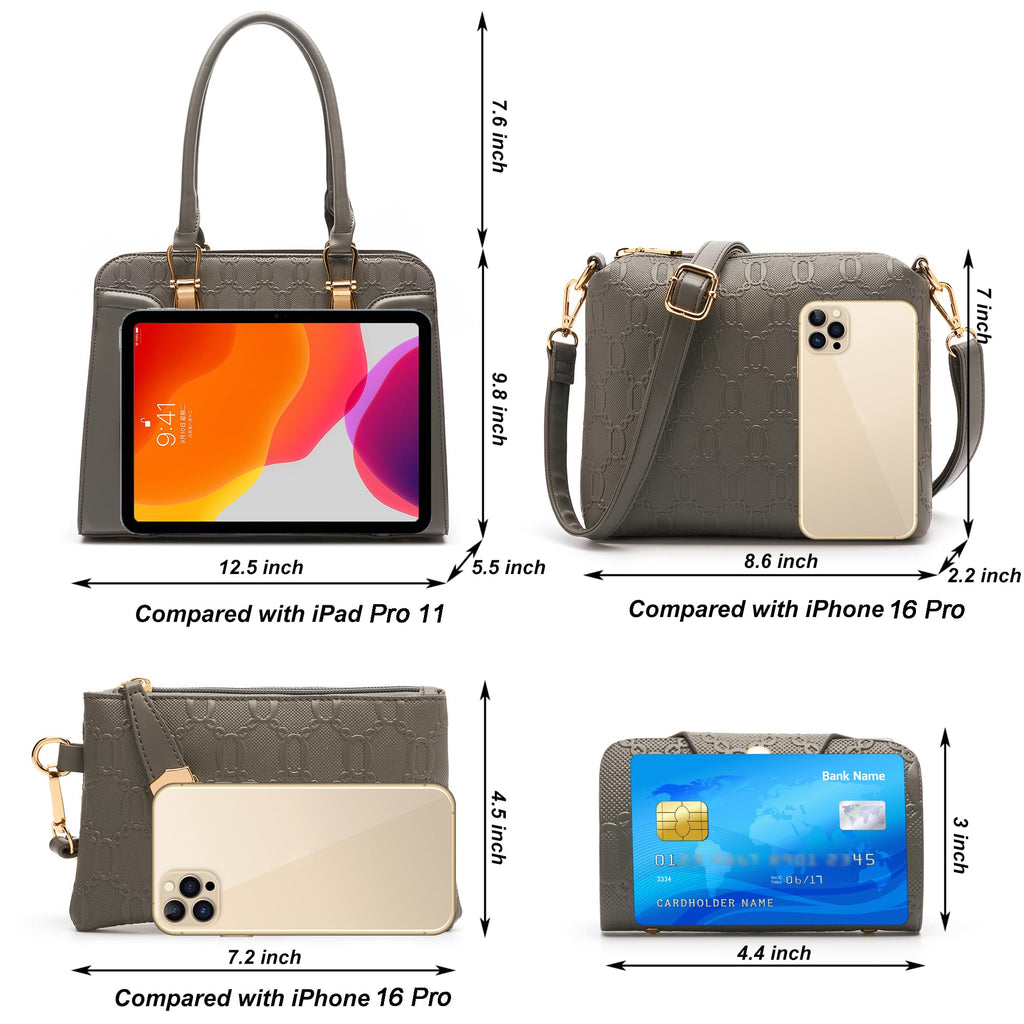 Women's Fashion Handbags Tote Bags Shoulder Bag Top Handle Satchel Purse Set 4pcs