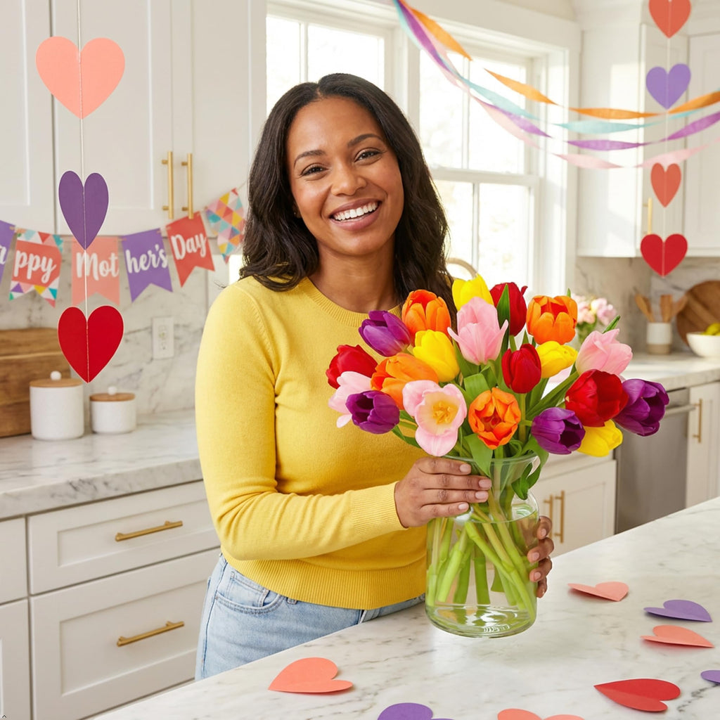 Benchmark Bouquets Pink Tulips – Mothers Day Flowers for Mom – Fresh Flowers for Delivery – Pink Bouquet – Birthday Gifts for Women – Fresh Cut Tulips – Glass Vase Included (20 Stems)