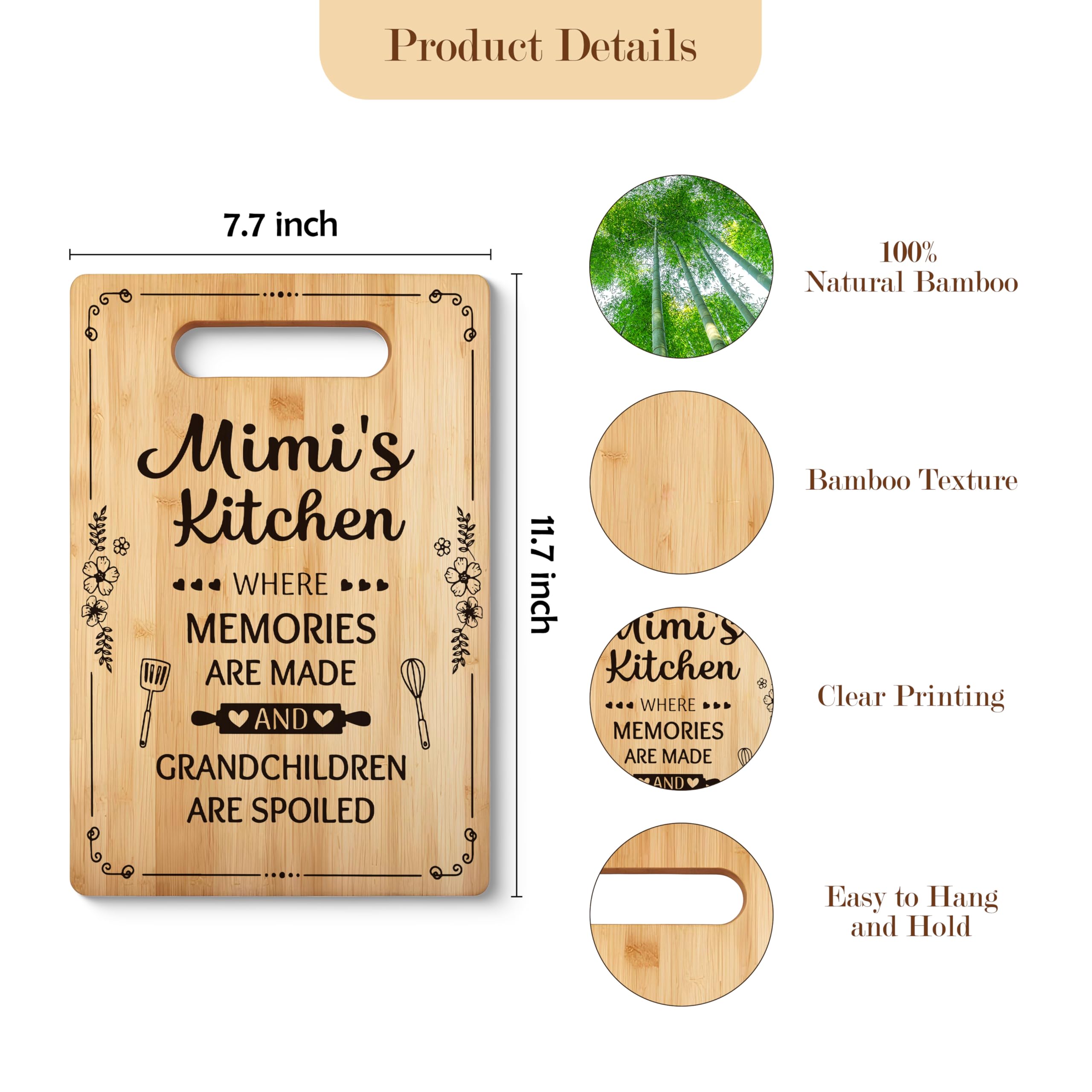 Gifts for Grandma, Grandma Cutting Board Chopping Board, Best Grandma Gifts, Grandma Christmas Birthday Gifts, Grandma Gifts from Grandkids, Grandma Kitchen Gifts Bamboo Cutting Boards