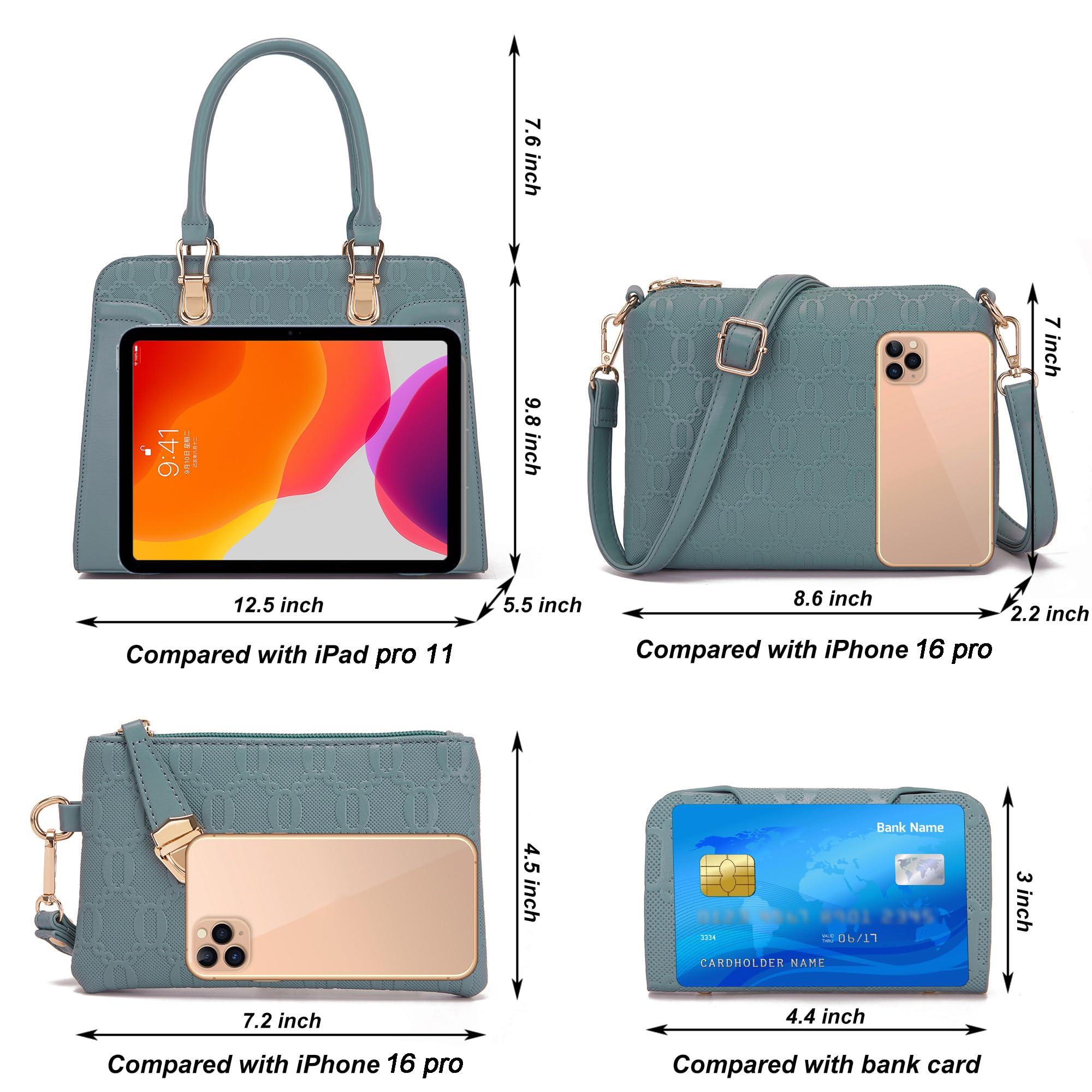 Women's Fashion Handbags Tote Bags Shoulder Bag Top Handle Satchel Purse Set 4pcs
