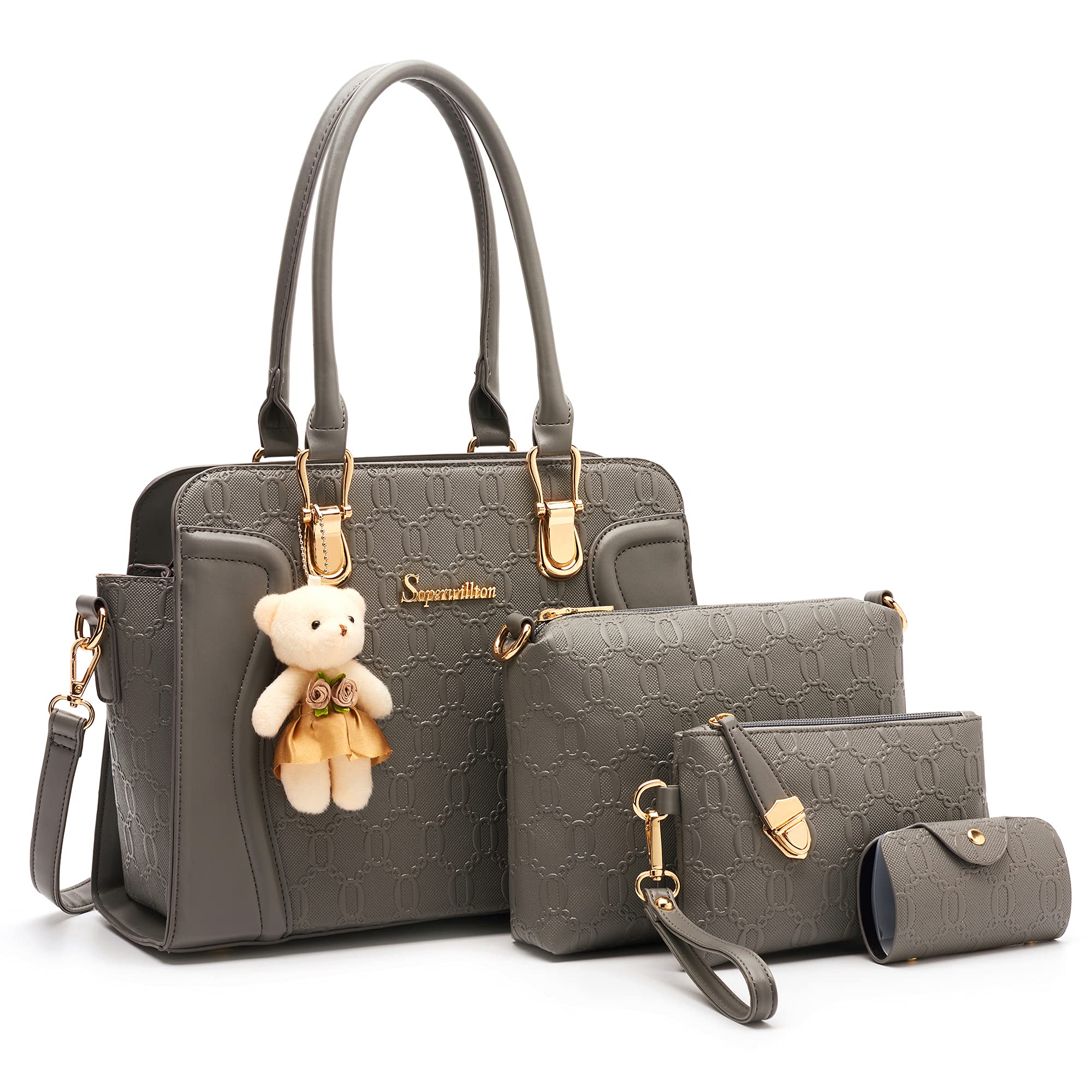 Women's Fashion Handbags Tote Bags Shoulder Bag Top Handle Satchel Purse Set 4pcs