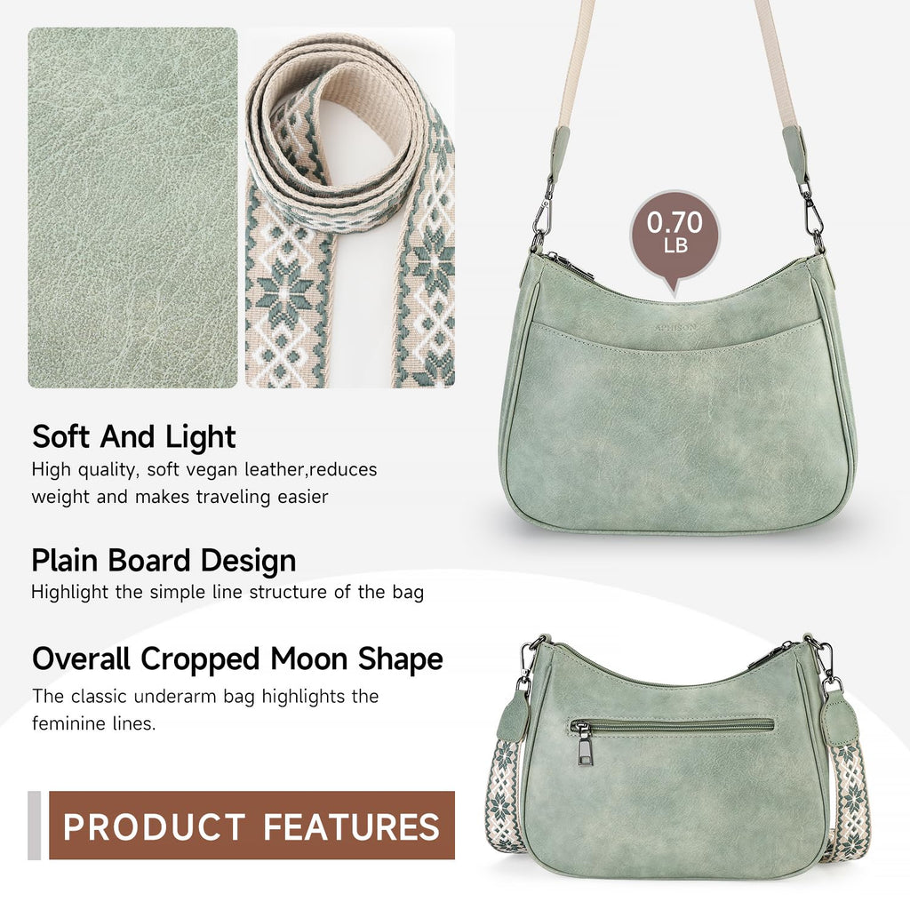 APHISON Trendy Leather Crossbody Purse with Adjustable Strap, Women's Shoulder Handbag