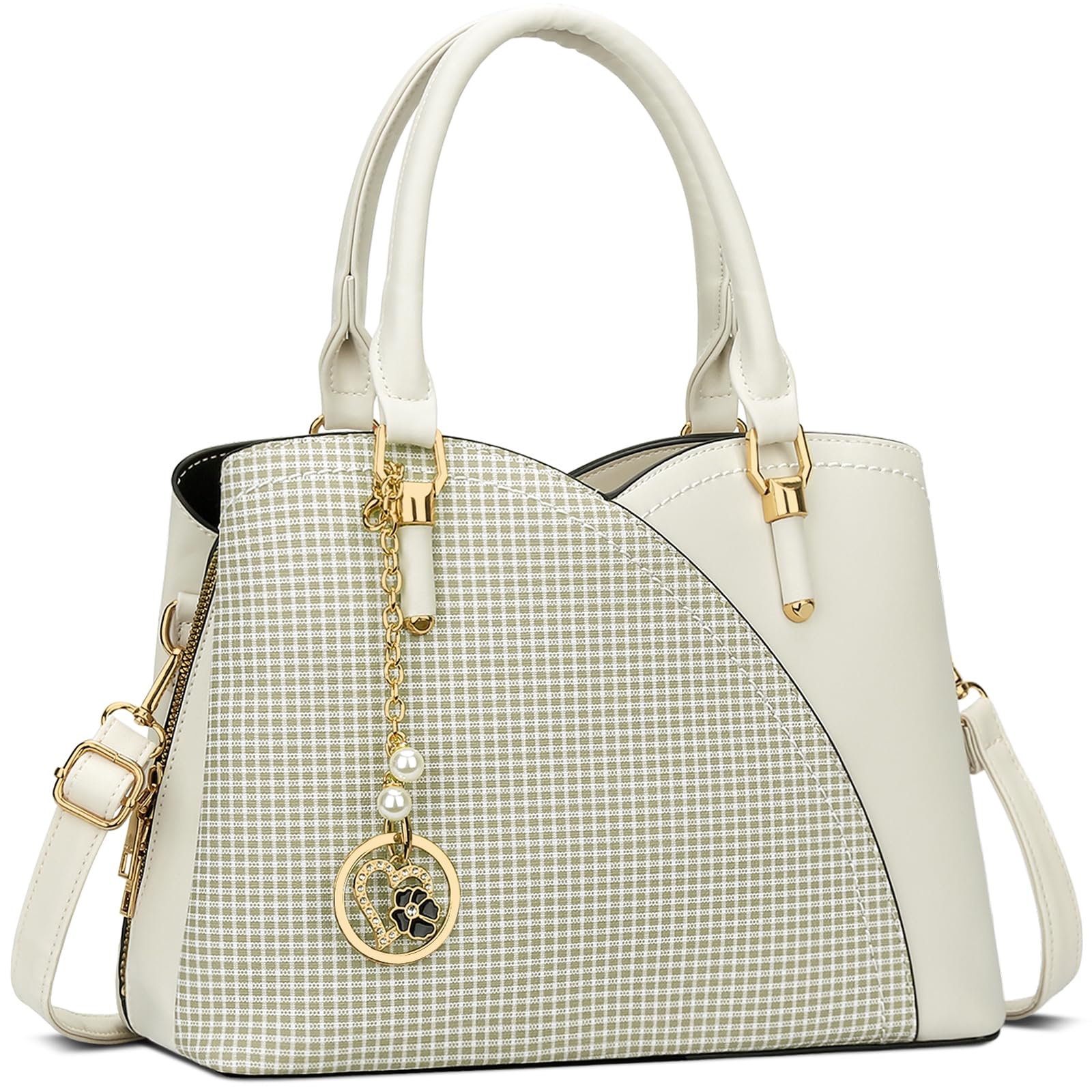 KKXIU Triple Compartments Purses and Handbags for Women Fashion Ladies Satchel Shoulder Top Handle Bag
