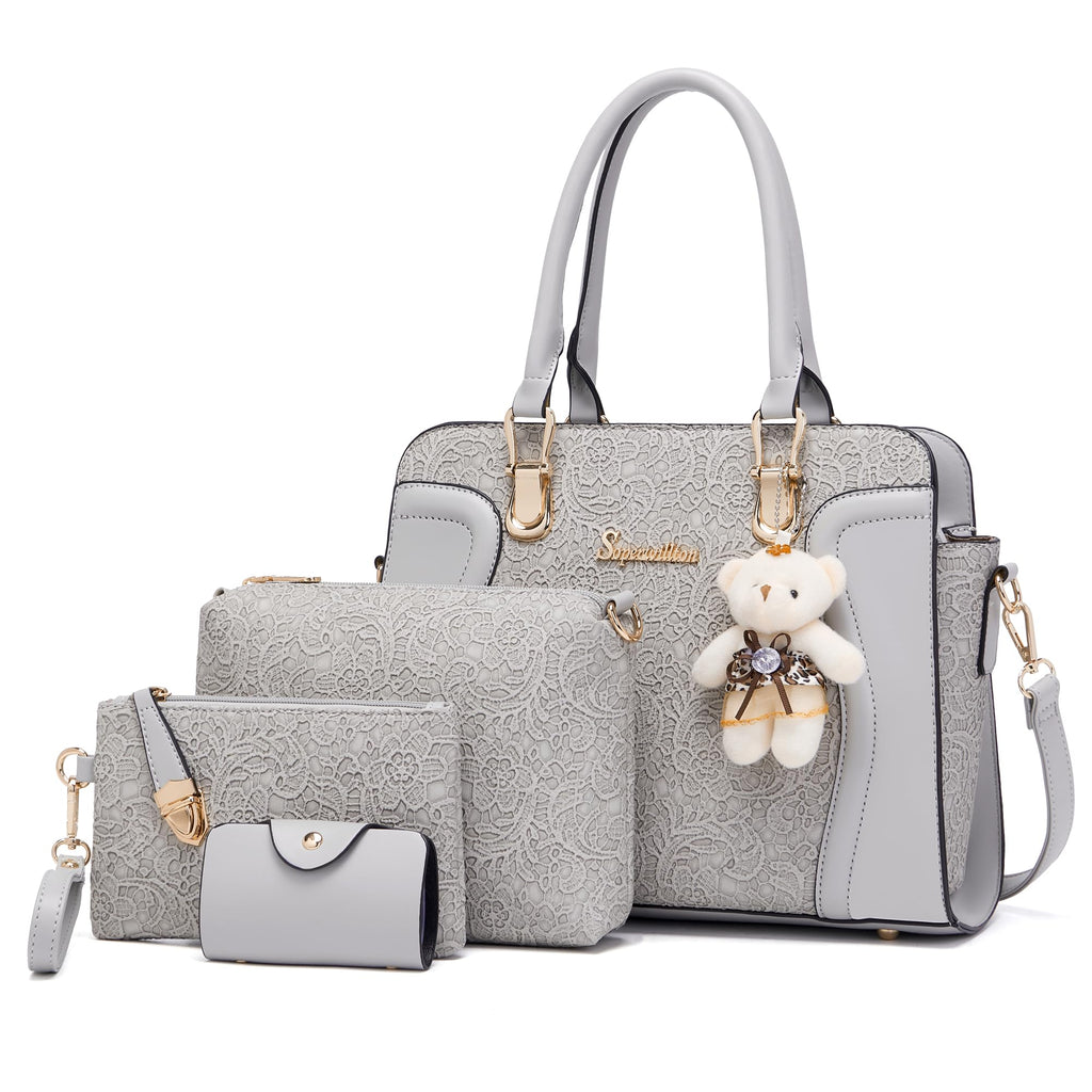 Women's Fashion Handbags Tote Bags Shoulder Bag Top Handle Satchel Purse Set 4pcs