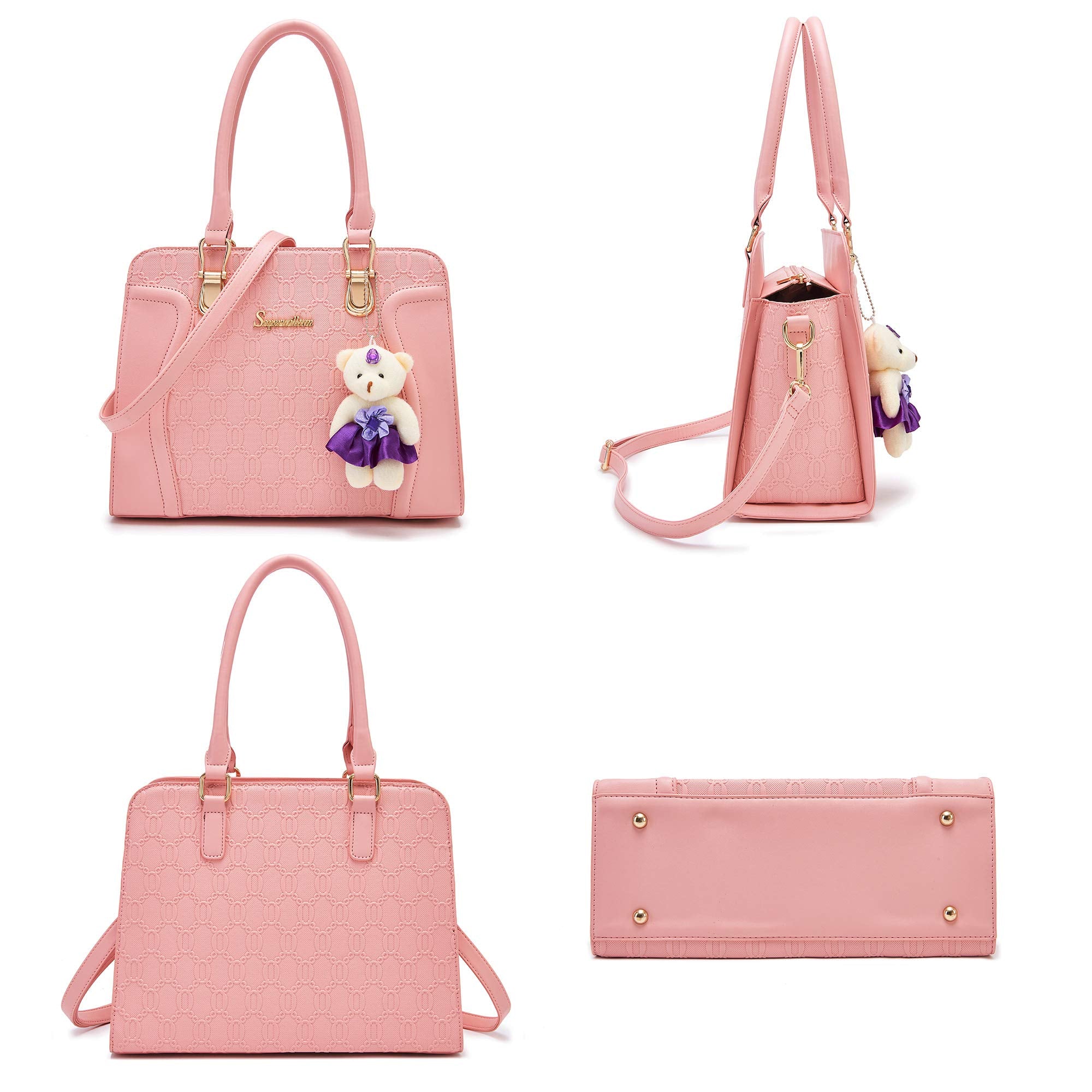 Women's Fashion Handbags Tote Bags Shoulder Bag Top Handle Satchel Purse Set 4pcs