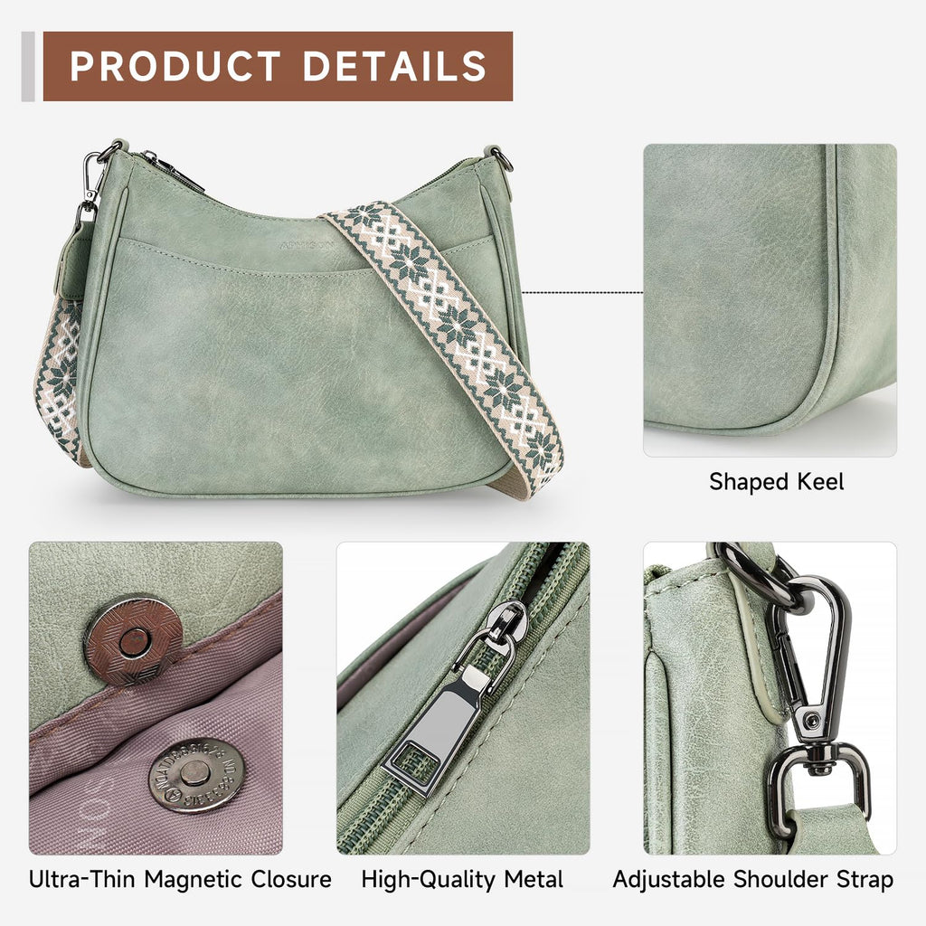 APHISON Trendy Leather Crossbody Purse with Adjustable Strap, Women's Shoulder Handbag