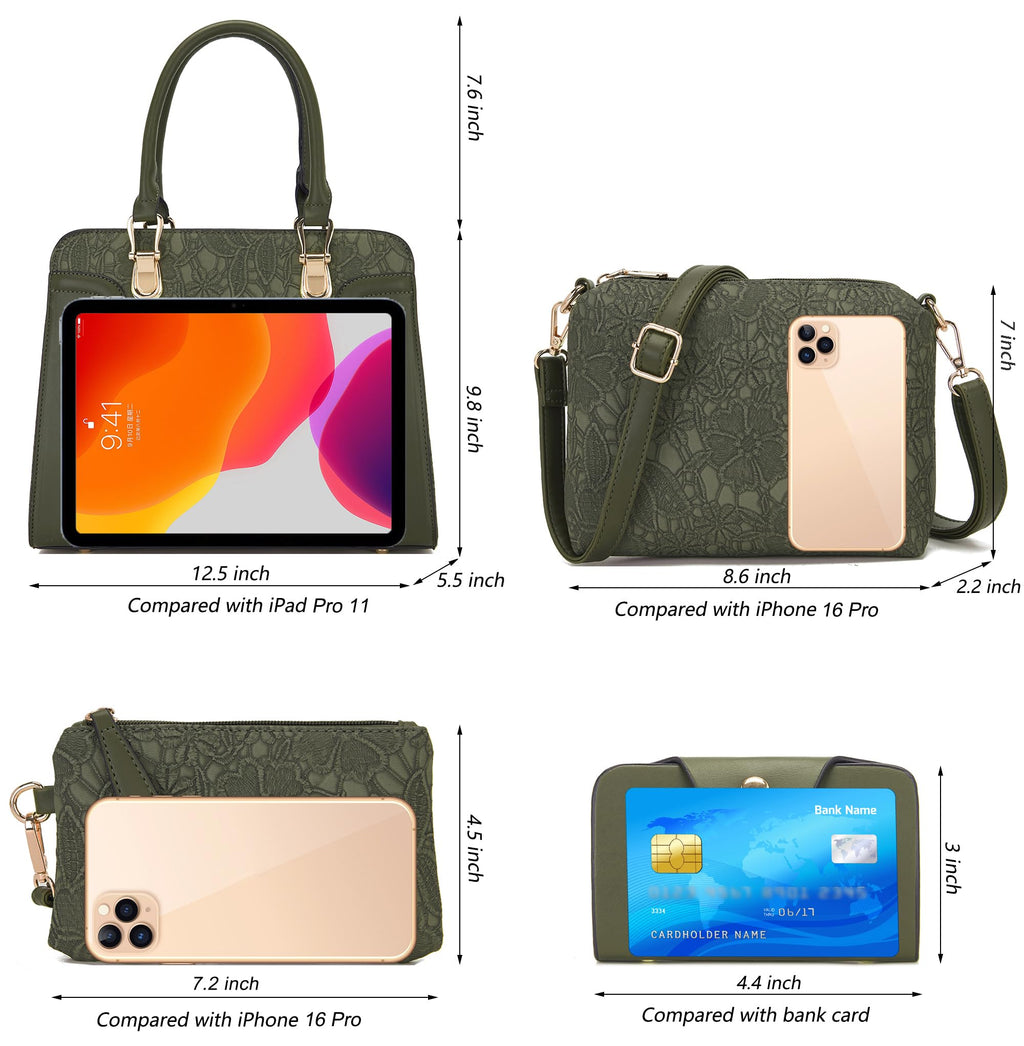 Women's Fashion Handbags Tote Bags Shoulder Bag Top Handle Satchel Purse Set 4pcs