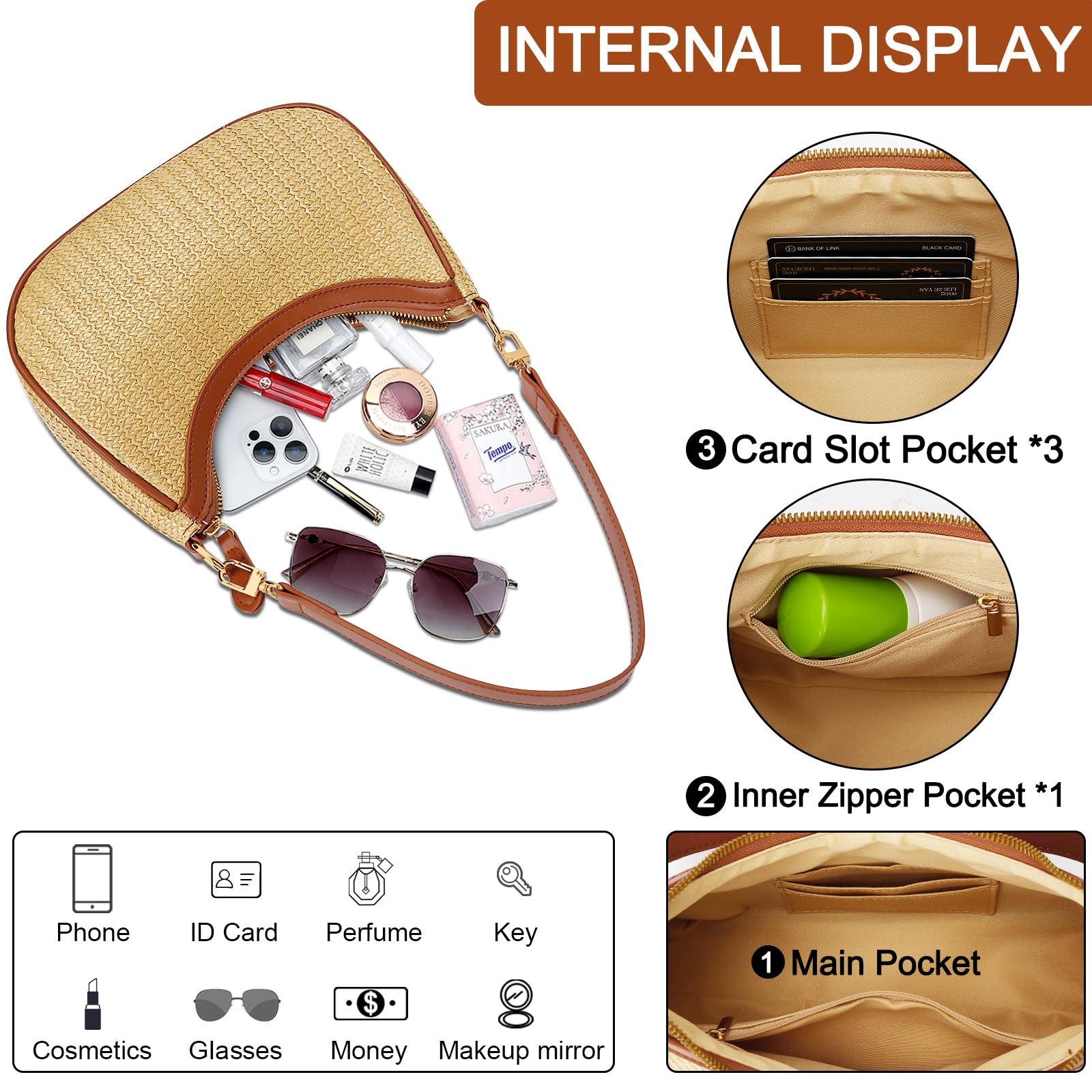 KKXIU Shoulder Bag for Women Cute Hobo Purses and Handbags Retro Clutch Underarm Purse | Cute, Retro, Cute, Retro