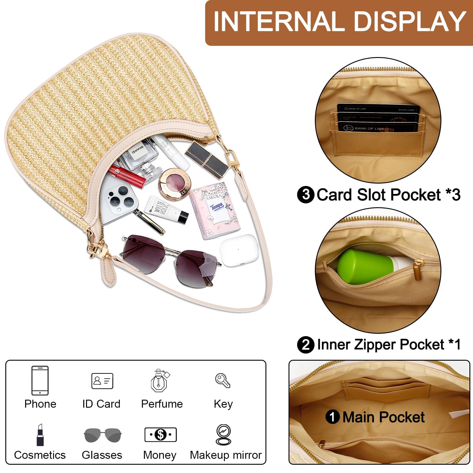KKXIU Shoulder Bag for Women Cute Hobo Purses and Handbags Retro Clutch Underarm Purse | Cute, Retro, Cute, Retro