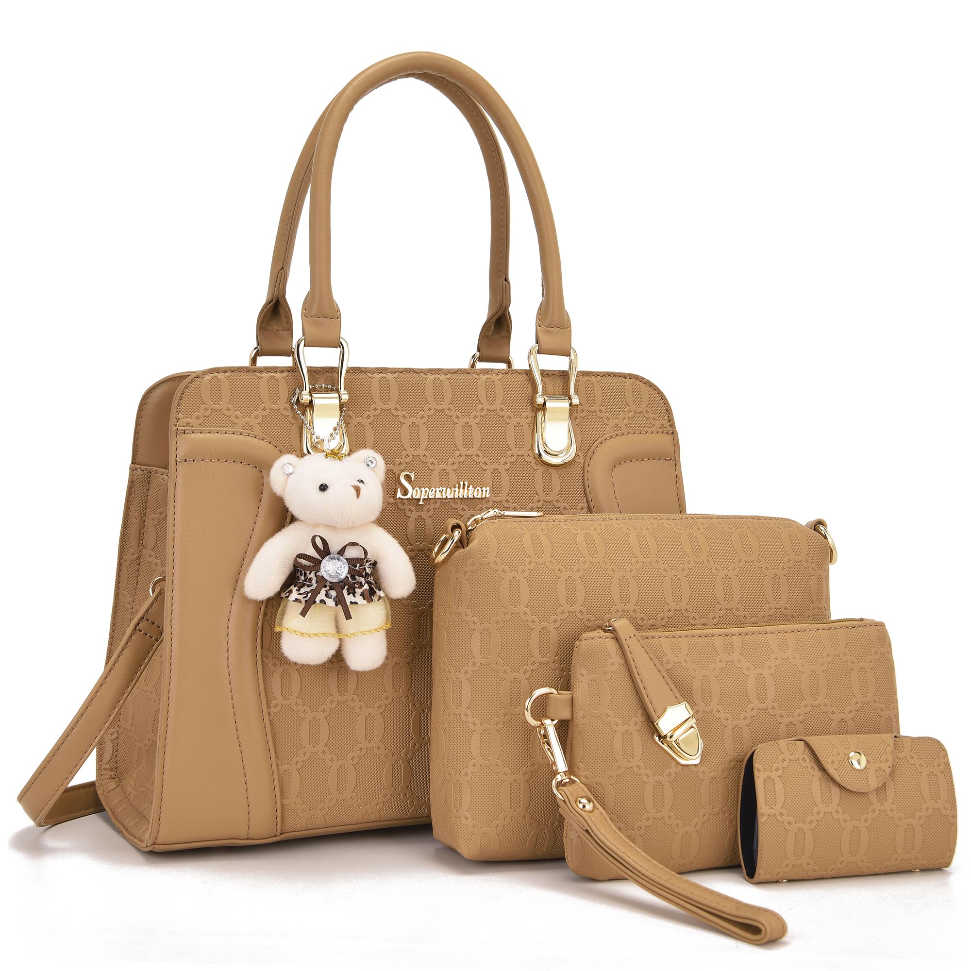 Women's Fashion Handbags Tote Bags Shoulder Bag Top Handle Satchel Purse Set 4pcs