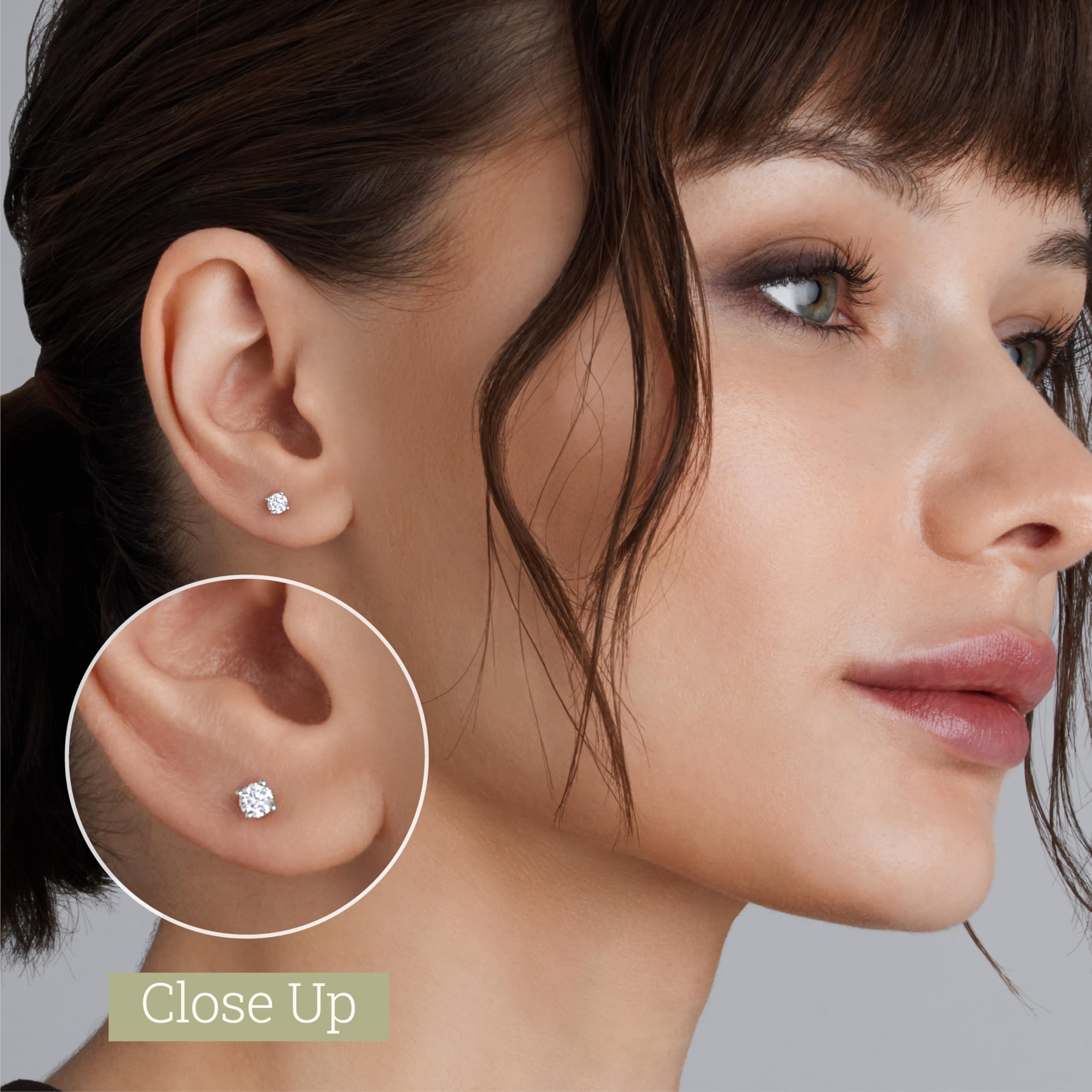 Gilded Lab-Grown Diamond 10KT White Gold and 10KT Yellow Gold Stud Earrings for Women| Hypoallergenic Fine Gold Jewelry | 4-Prong Basket, Push Back Nut | VS2 SI1 Clarity, F Color, Round Cut | 1/5,1/4,1/3,3/8,1/2,3/4,1,2 Carat Total Weight
