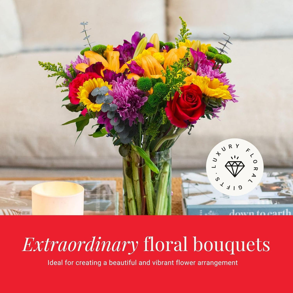 BloomsyBox – Bright Moments (Glass Vase Included) – Fresh Flowers for Delivery – Special for Birthday, Anniversary, Get Well, Congratulations, Wedding