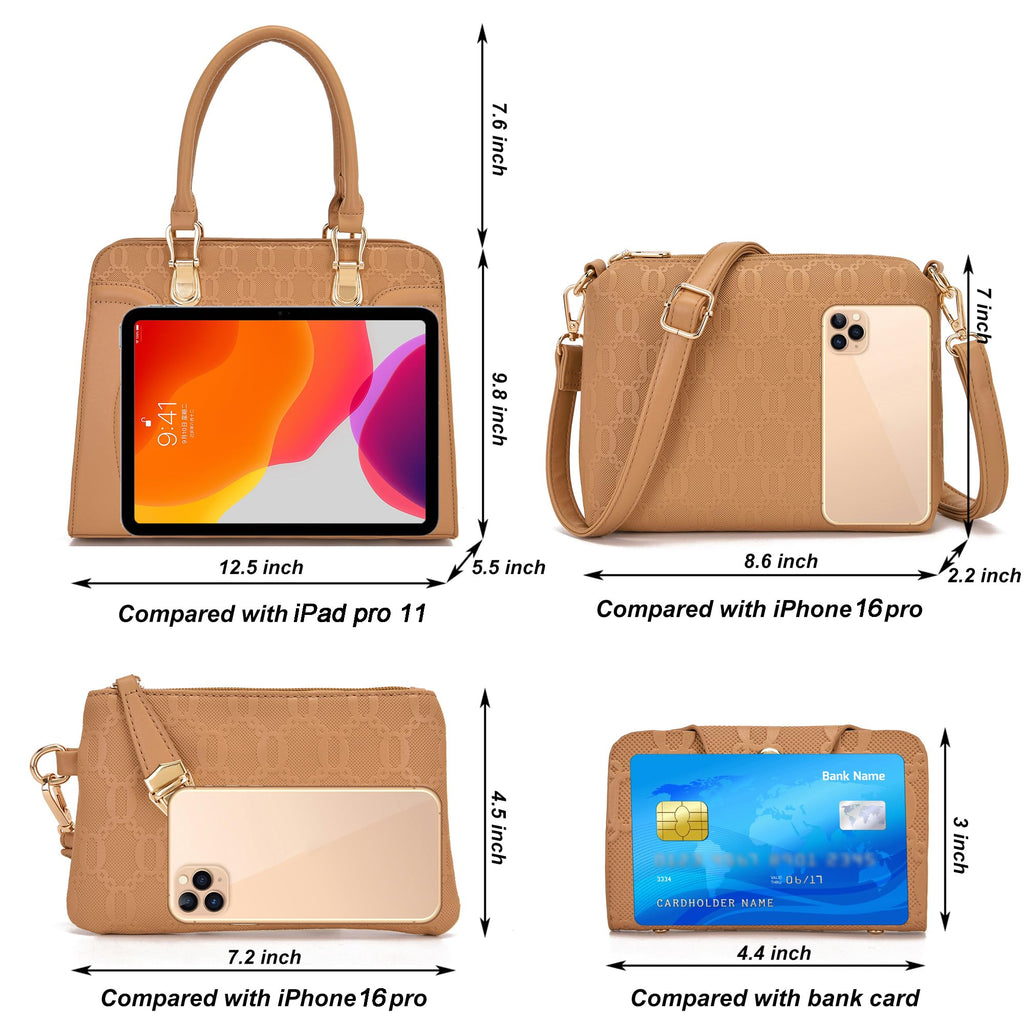 Women's Fashion Handbags Tote Bags Shoulder Bag Top Handle Satchel Purse Set 4pcs