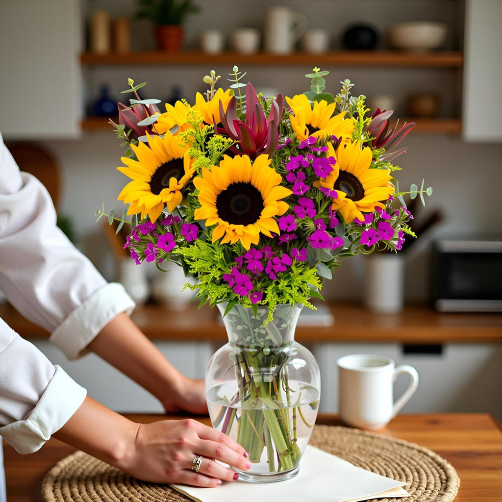 Stargazer Barn – Wildflower Bouquet with Vase – Mother’s Day Flowers for Mom – Fresh Flower Delivery, Farm Fresh, Hand-Tied in USA, Ready to Gift