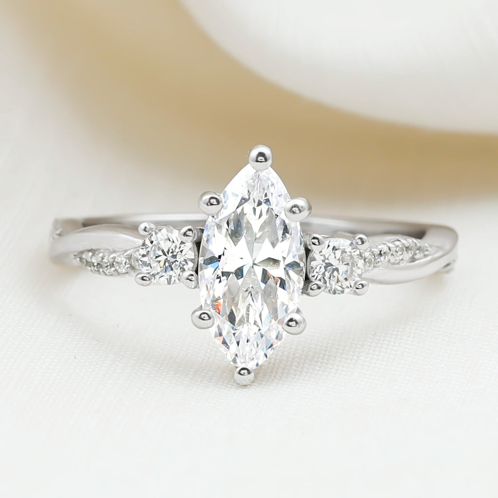 Brilliant Cut Marquise Lab Grown Diamond Engagement Ring