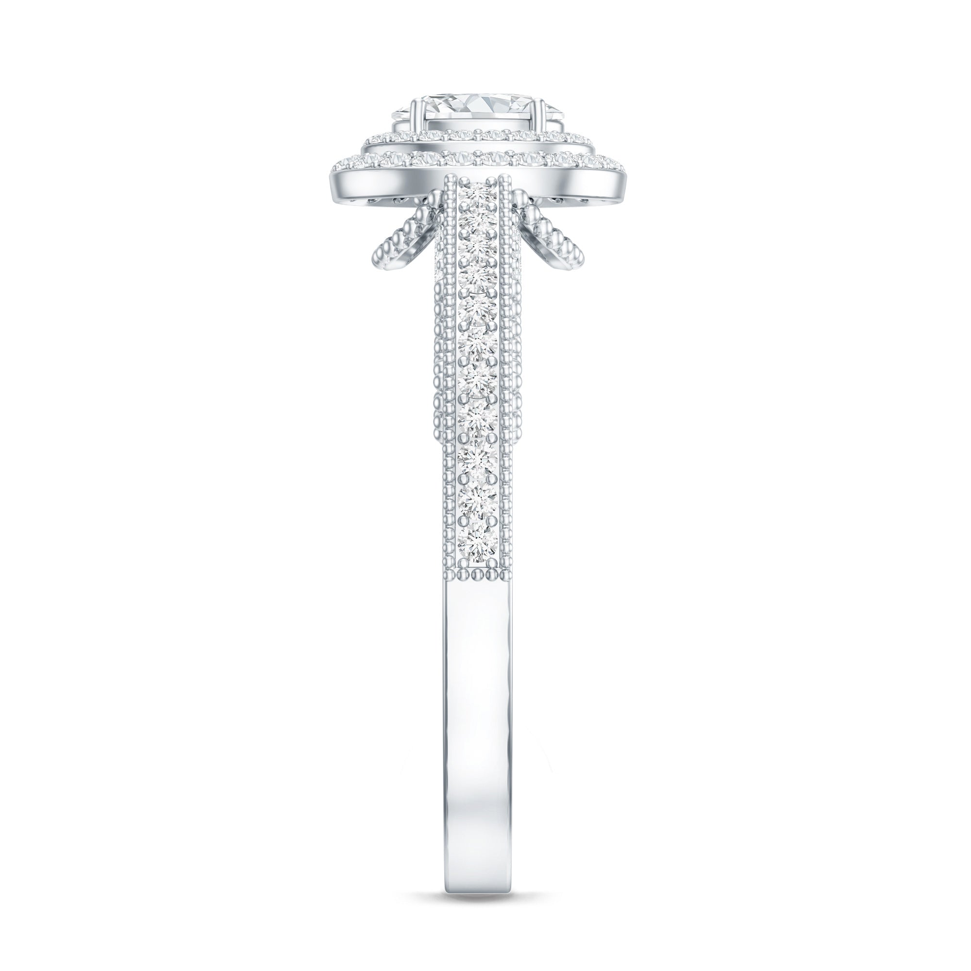 Vintage Inspired Lab Grown Diamond Double Halo Engagement Ring