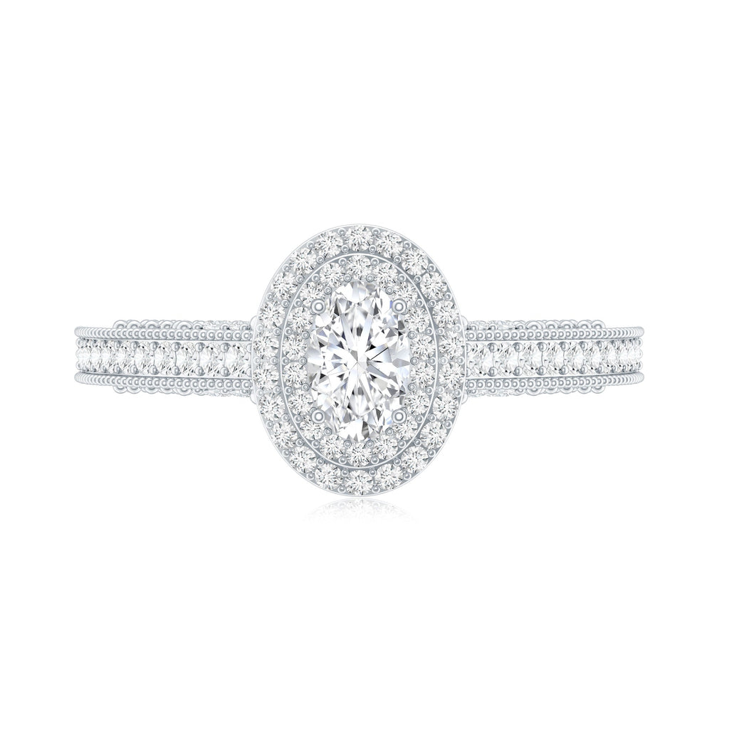 Vintage Inspired Lab Grown Diamond Double Halo Engagement Ring