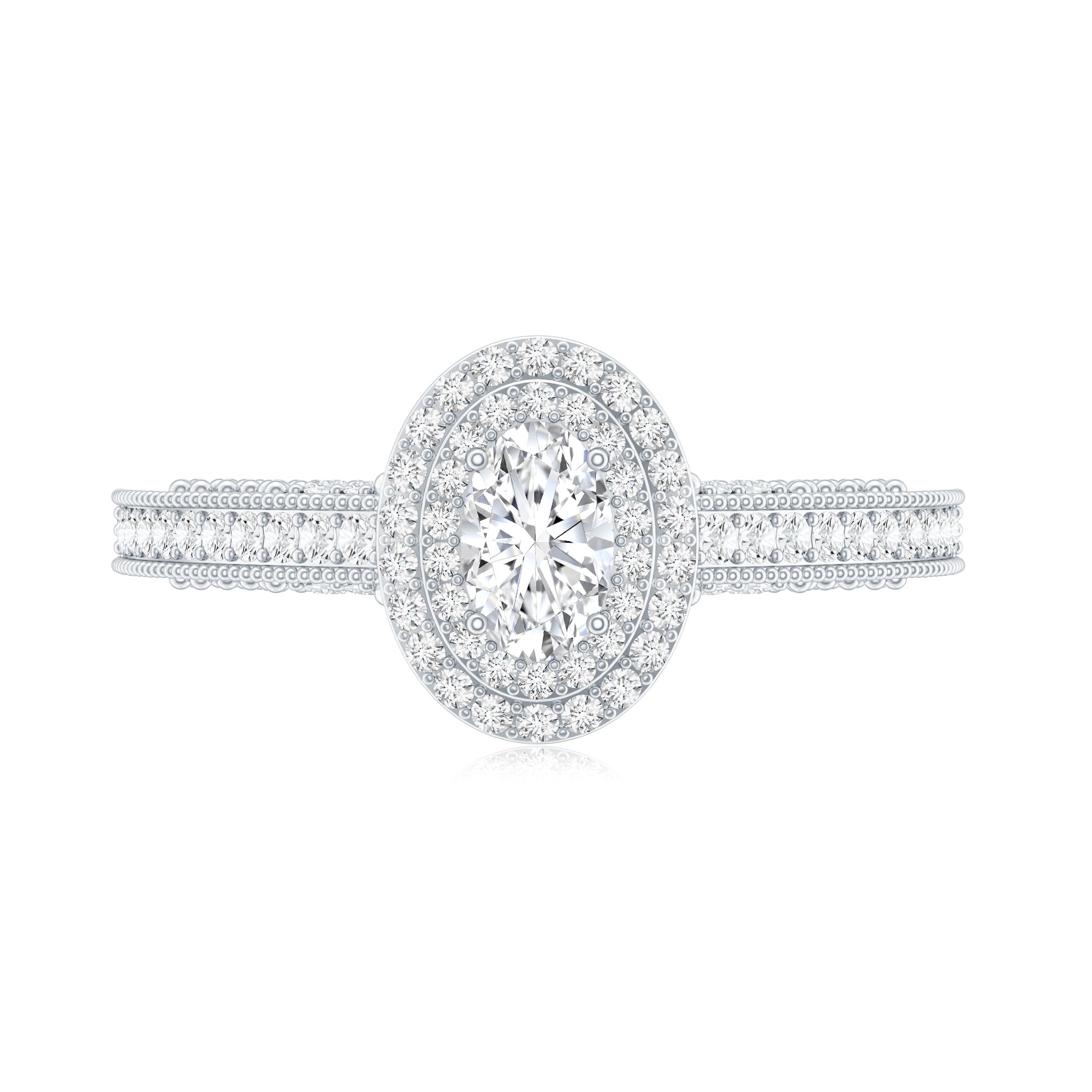 Vintage Inspired Lab Grown Diamond Double Halo Engagement Ring
