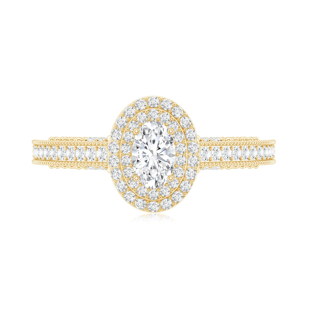 Vintage Inspired Lab Grown Diamond Double Halo Engagement Ring
