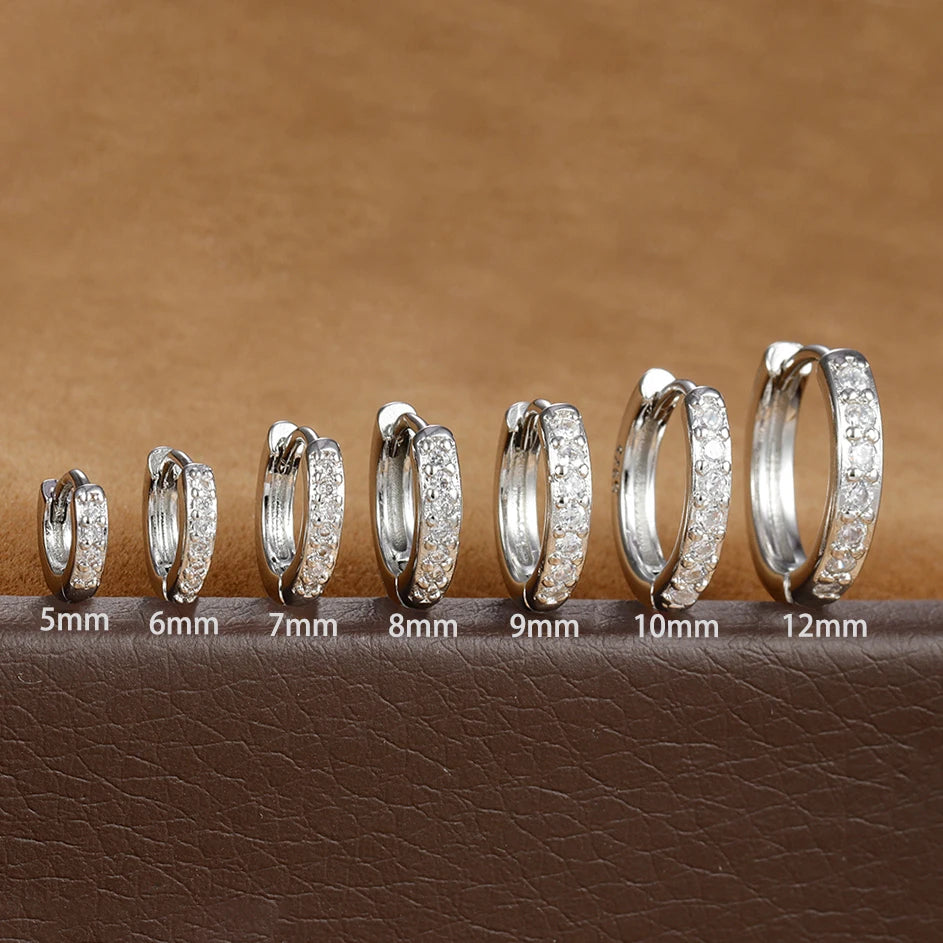 1Pair Stainless Steel Huggie Minimal Hoop Earrings Little Crystal Zirconia Thin Helix Tragus Cartilage Earrings Piercing Jewelry