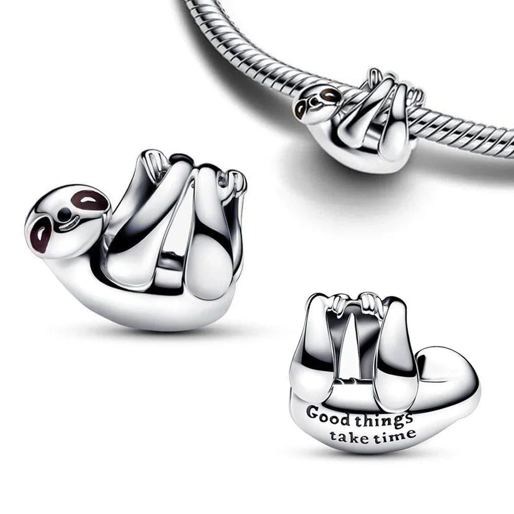 Cute Hanging Sloth Charm Fit Original Pan Bracelet DIY Women Jewelry Gift Sweet Animals Beads 2024 New Arrivals