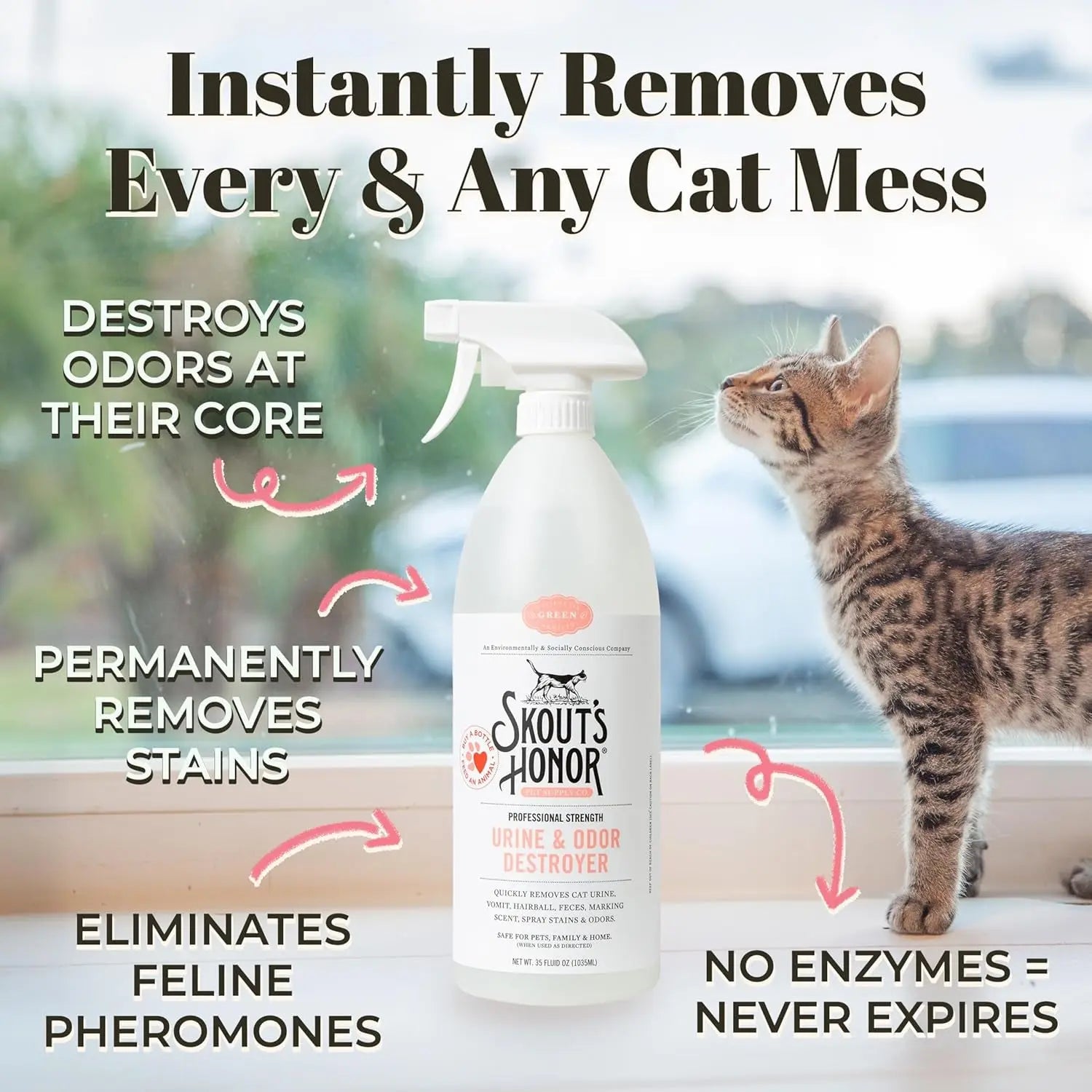 Skout's Honor Cat Urine & Odor Destroyer 35oz Carpet Cleaner Pro Strength